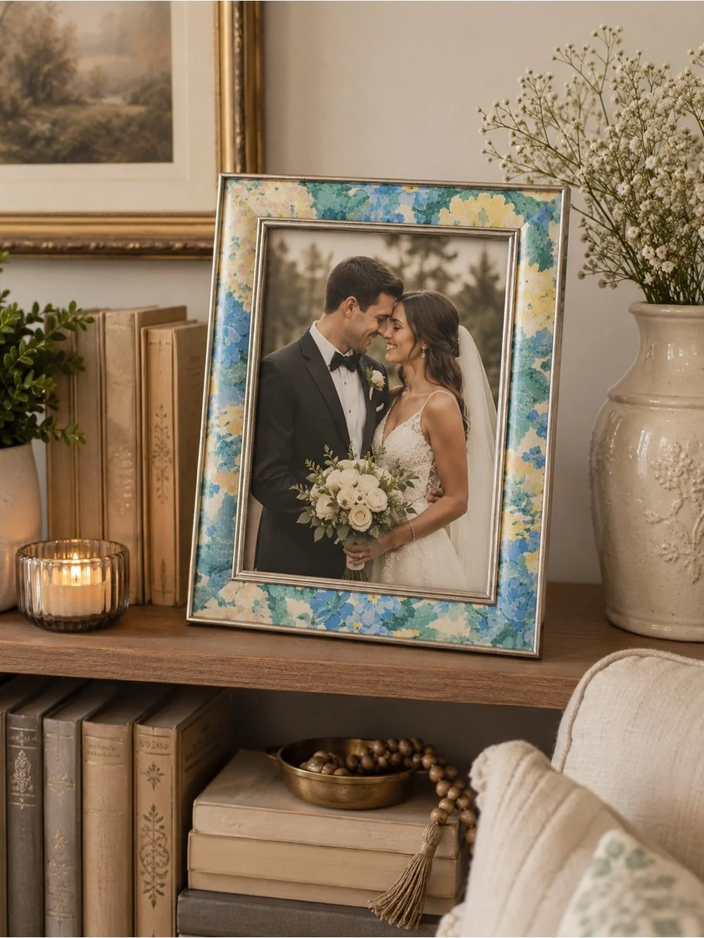 NATIONAL Vintage Floral Picture Frame Cottagecore Shabby Chic  Botanical Gold
